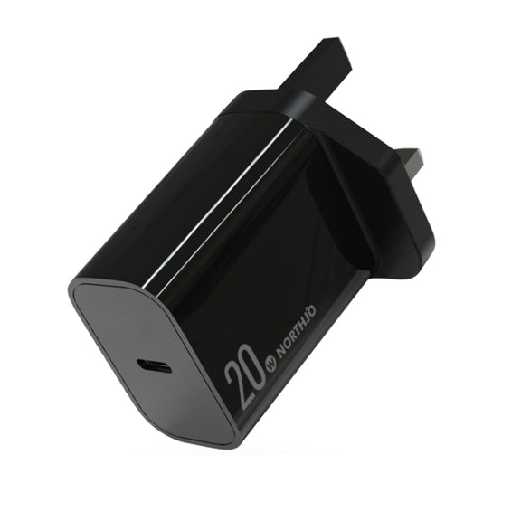 NORTHJO NOPD2001 PD 20W USB-C / Type-C Single Port Fast Charger, Plug Type:UK Plug(Black)
