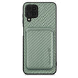For Samsung Galaxy A22 4G Carbon Fiber Leather Card Magsafe Magnetic Phone Case(Green) - Galaxy Phone Cases by PMC TechLife | Online Shopping South Africa | PMC TechLife