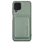 For Samsung Galaxy A22 4G Carbon Fiber Leather Card Magsafe Magnetic Phone Case(Green)