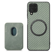 For Samsung Galaxy A22 4G Carbon Fiber Leather Card Magsafe Magnetic Phone Case(Green)
