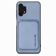 For Samsung Galaxy A32 5G Carbon Fiber Leather Card Magsafe Magnetic Phone Case(Blue)