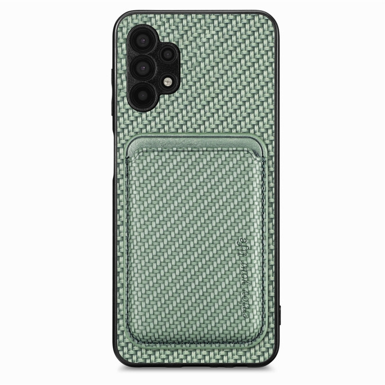 For Samsung Galaxy A32 5G Carbon Fiber Leather Card Magsafe Magnetic Phone Case(Green)