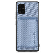 For Samsung Galaxy A51 5G Carbon Fiber Leather Card Magsafe Magnetic Phone Case(Blue)