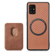 For Samsung Galaxy A51 5G Carbon Fiber Leather Card Magsafe Magnetic Phone Case(Brown)
