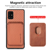 For Samsung Galaxy A51 5G Carbon Fiber Leather Card Magsafe Magnetic Phone Case(Brown)