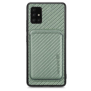 For Samsung Galaxy A51 5G Carbon Fiber Leather Card Magsafe Magnetic Phone Case(Green)
