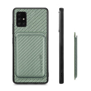 For Samsung Galaxy A51 5G Carbon Fiber Leather Card Magsafe Magnetic Phone Case(Green)