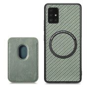 For Samsung Galaxy A51 5G Carbon Fiber Leather Card Magsafe Magnetic Phone Case(Green)