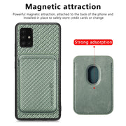 For Samsung Galaxy A51 5G Carbon Fiber Leather Card Magsafe Magnetic Phone Case(Green)