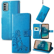 For Nokia G22  Four-leaf Clasp Embossed Buckle Leather Phone Case(Blue)