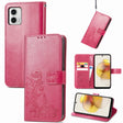 For Motorola Moto G73 Four-leaf Clasp Embossed Buckle Leather Phone Case(Magenta) - Motorola Cases by PMC TechLife | Online Shopping South Africa | PMC TechLife | Buy Now Pay Later Mobicred