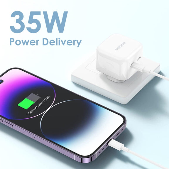 NORTHJO NOGAN3502 GaN PD PPS 35W Dual USB-C / Type-CWall Fast Charger, Plug Type:UK Plug(White)