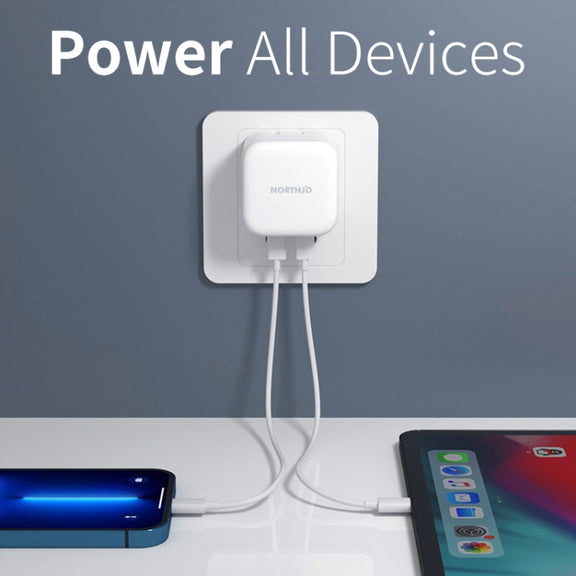 NORTHJO NOGAN3502 GaN PD PPS 35W Dual USB-C / Type-CWall Fast Charger, Plug Type:UK Plug(White)