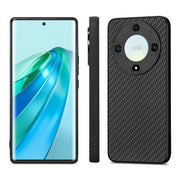 For Honor X9A Carbon Fiber Texture Leather Back Cover Phone Case(Black)