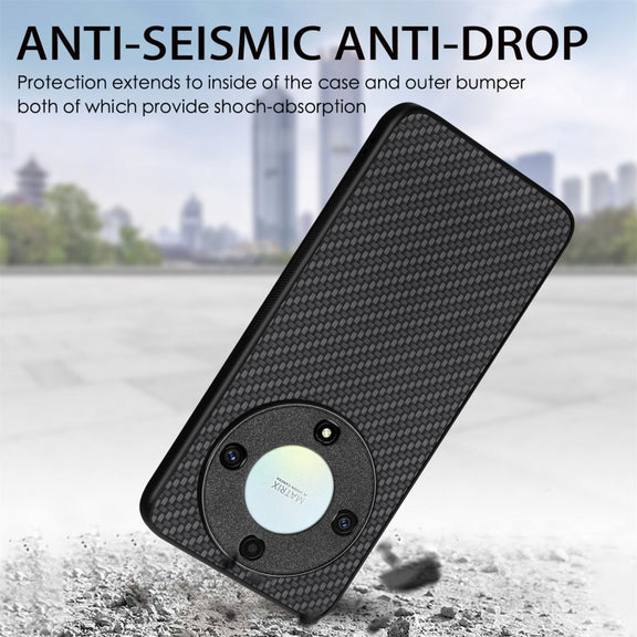 For Honor X9A Carbon Fiber Texture Leather Back Cover Phone Case(Black)