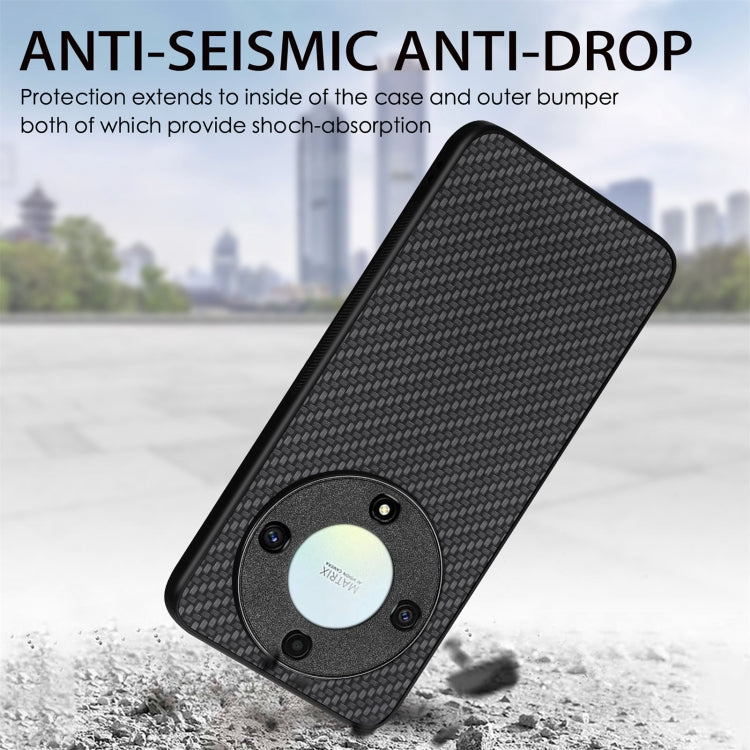 For Honor X9A Carbon Fiber Texture Leather Back Cover Phone Case(Black)