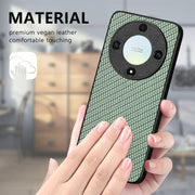 For Honor X9A Carbon Fiber Texture Leather Back Cover Phone Case(Black)