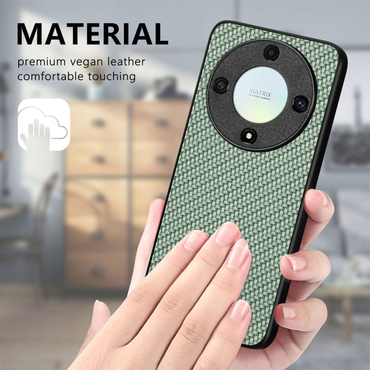 For Honor X9A Carbon Fiber Texture Leather Back Cover Phone Case(Black)