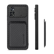 For Xiaomi Poco X4 Pro 5G Carbon Fiber Leather Card Magsafe Magnetic Phone Case(Black)
