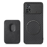 For Xiaomi Poco X4 Pro 5G Carbon Fiber Leather Card Magsafe Magnetic Phone Case(Black)