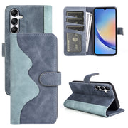 For Samsung Galaxy A34 5G Stitching Horizontal Flip Leather Phone Case(Blue)