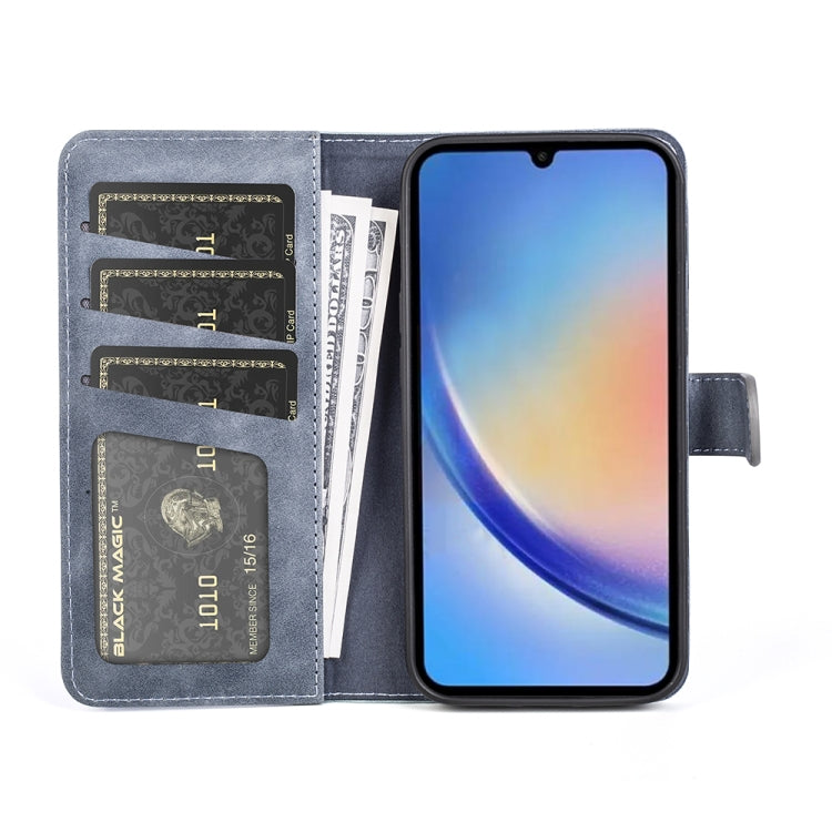 For Samsung Galaxy A34 5G Stitching Horizontal Flip Leather Phone Case(Blue)
