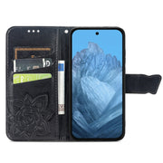 For Google Pixel 9 Butterfly Love Flower Embossed Leather Phone Case(Black)