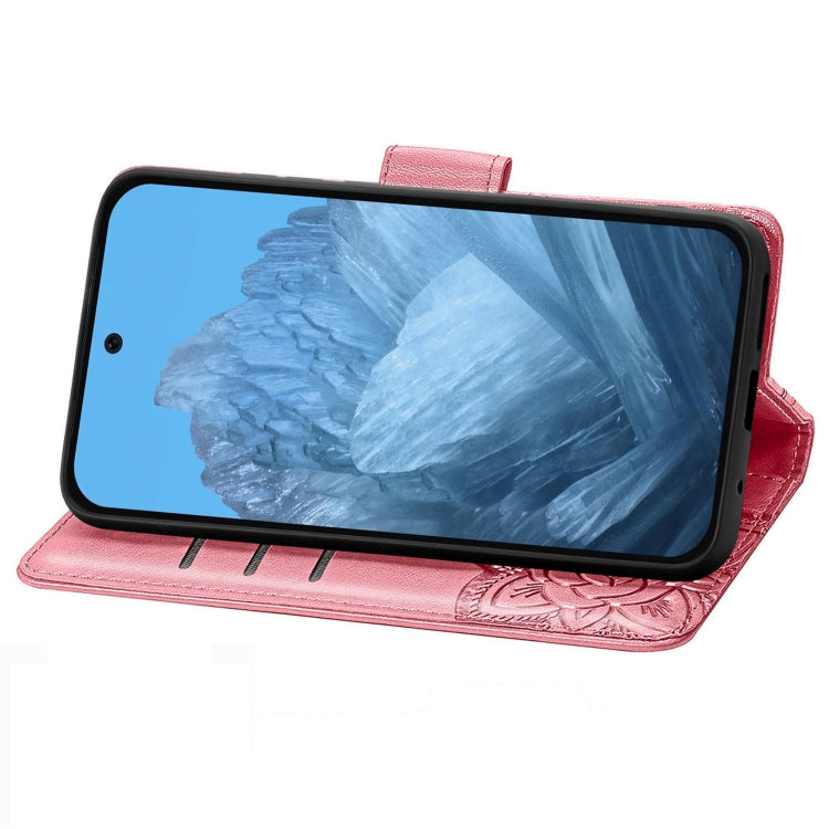 For Google Pixel 9 Butterfly Love Flower Embossed Leather Phone Case(Pink)
