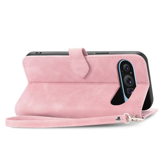 For Google Pixel 9 Embossed Flower Zipper Leather Phone Case(Pink)