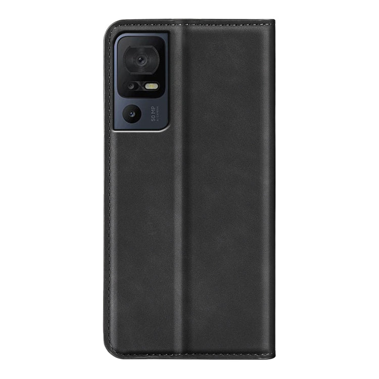 For TCL 40 SE Retro-skin  Magnetic Suction Leather Phone Case(Black)