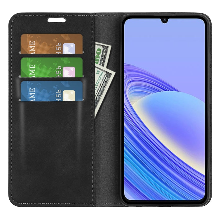 For TCL 40 SE Retro-skin  Magnetic Suction Leather Phone Case(Black)