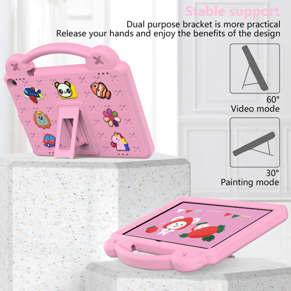 For Amazon Fire HD 10 2021 Handle Kickstand Children EVA Shockproof PC Tablet Case(Pink)
