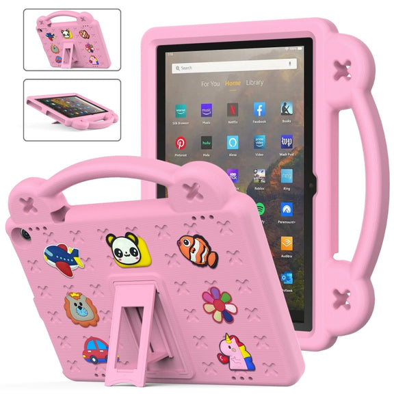 For Amazon Fire HD 10 2021 Handle Kickstand Children EVA Shockproof PC Tablet Case(Pink)