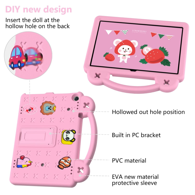 For Amazon Fire HD 10 2021 Handle Kickstand Children EVA Shockproof PC Tablet Case(Pink)