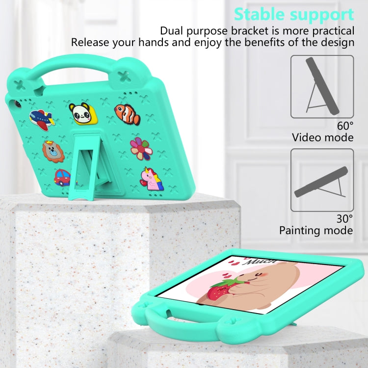 For Amazon Fire HD 10 2021 Handle Kickstand Children EVA Shockproof PC Tablet Case(Mint Green)