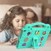 For Amazon Fire HD 10 2021 Handle Kickstand Children EVA Shockproof PC Tablet Case(Mint Green)