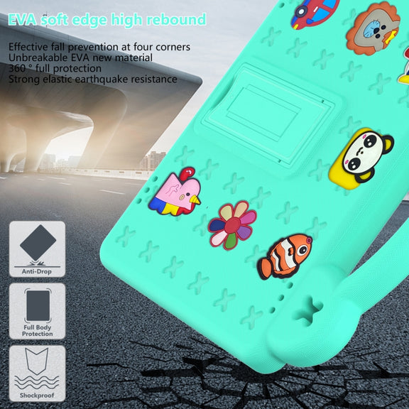 For Amazon Fire HD 10 2021 Handle Kickstand Children EVA Shockproof PC Tablet Case(Mint Green)