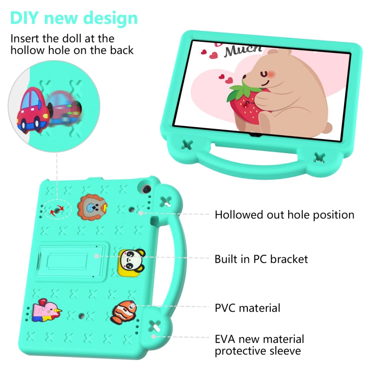 For Amazon Fire HD 10 2021 Handle Kickstand Children EVA Shockproof PC Tablet Case(Mint Green)