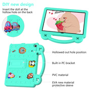 For Amazon Fire HD 10 2021 Handle Kickstand Children EVA Shockproof PC Tablet Case(Mint Green)