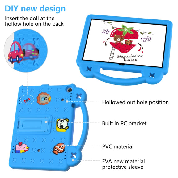 For Amazon Fire HD 10 2021 Handle Kickstand Children EVA Shockproof PC Tablet Case(Sky Blue)