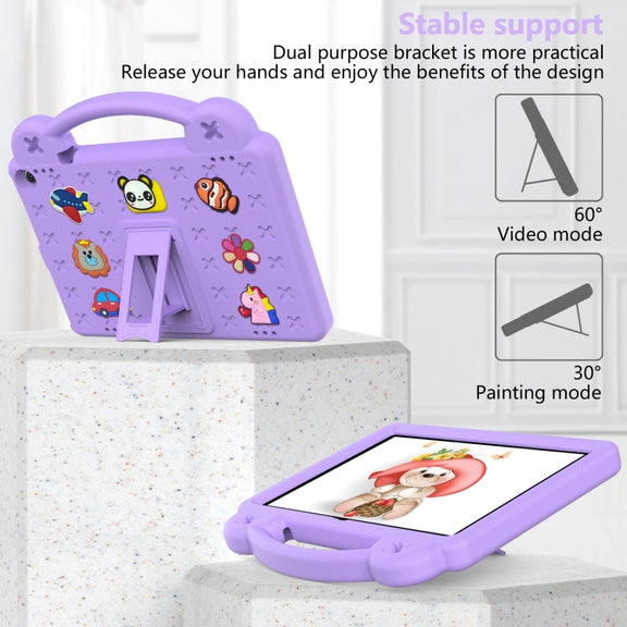 For Amazon Fire HD 10 2021 Handle Kickstand Children EVA Shockproof PC Tablet Case(Light Purple)
