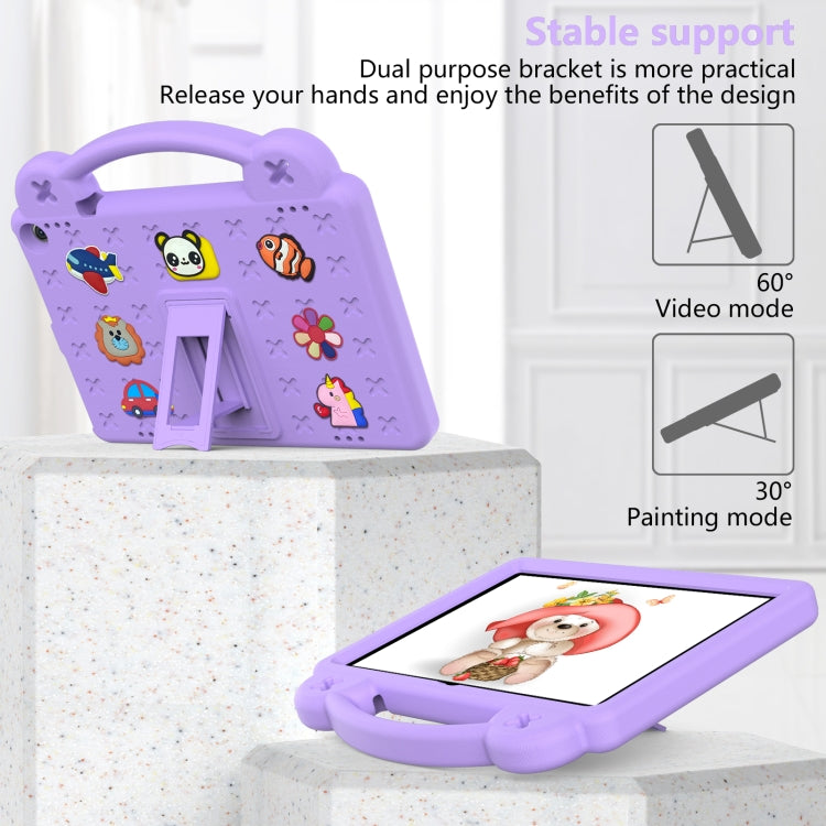 For Amazon Fire HD 10 2021 Handle Kickstand Children EVA Shockproof PC Tablet Case(Light Purple)