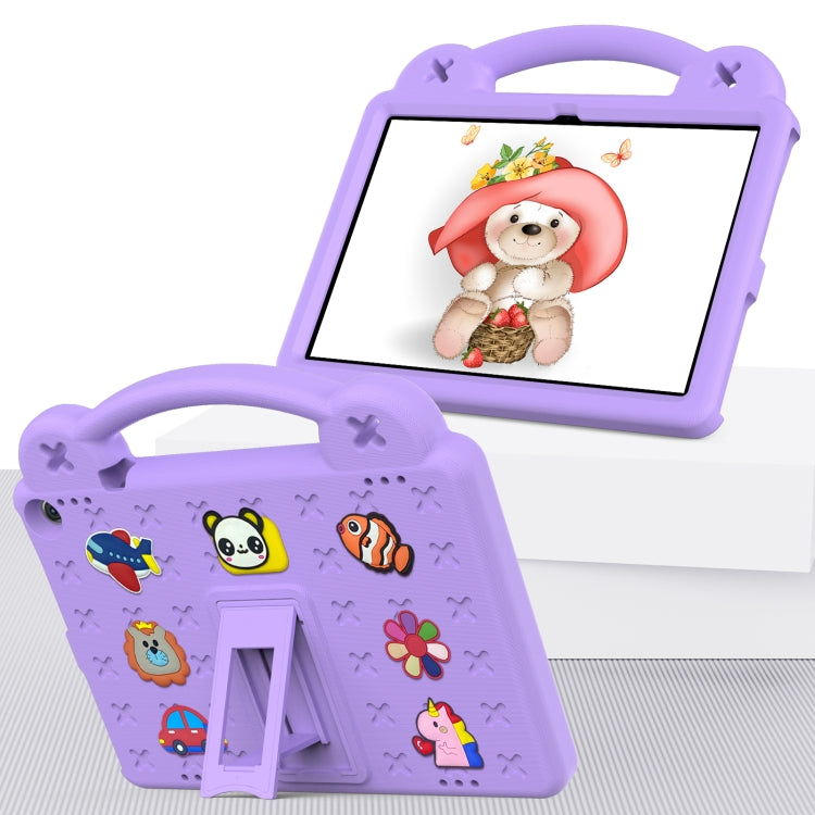 For Amazon Fire HD 10 2021 Handle Kickstand Children EVA Shockproof PC Tablet Case(Light Purple)