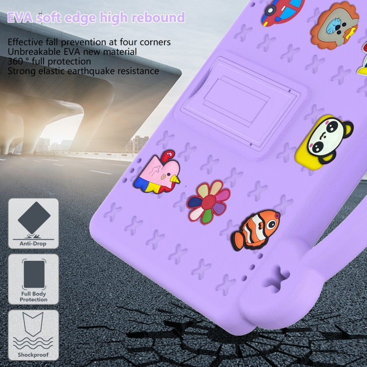 For Amazon Fire HD 10 2021 Handle Kickstand Children EVA Shockproof PC Tablet Case(Light Purple)