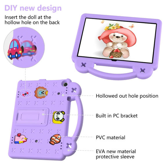 For Amazon Fire HD 10 2021 Handle Kickstand Children EVA Shockproof PC Tablet Case(Light Purple)