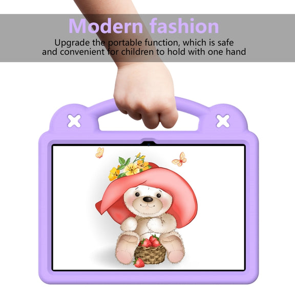 For Amazon Fire HD 10 2021 Handle Kickstand Children EVA Shockproof PC Tablet Case(Light Purple)