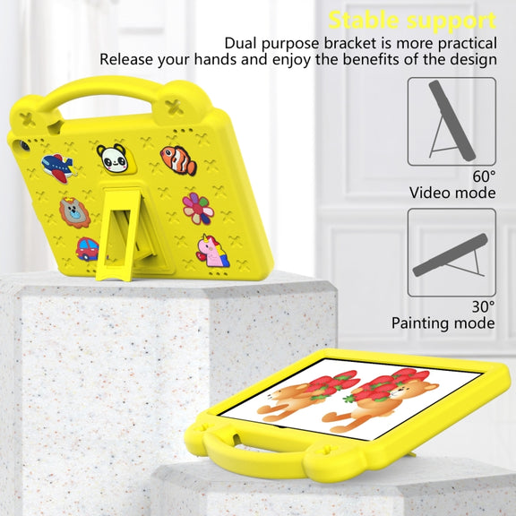 For Amazon Fire HD 10 2021 Handle Kickstand Children EVA Shockproof PC Tablet Case(Yellow)