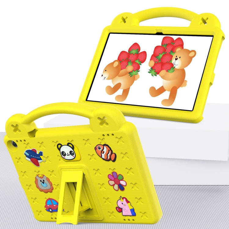 For Amazon Fire HD 10 2021 Handle Kickstand Children EVA Shockproof PC Tablet Case(Yellow)