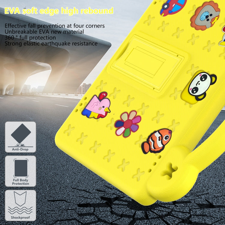 For Amazon Fire HD 10 2021 Handle Kickstand Children EVA Shockproof PC Tablet Case(Yellow)