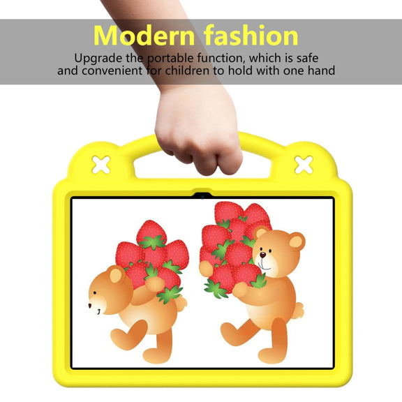 For Amazon Fire HD 10 2021 Handle Kickstand Children EVA Shockproof PC Tablet Case(Yellow)